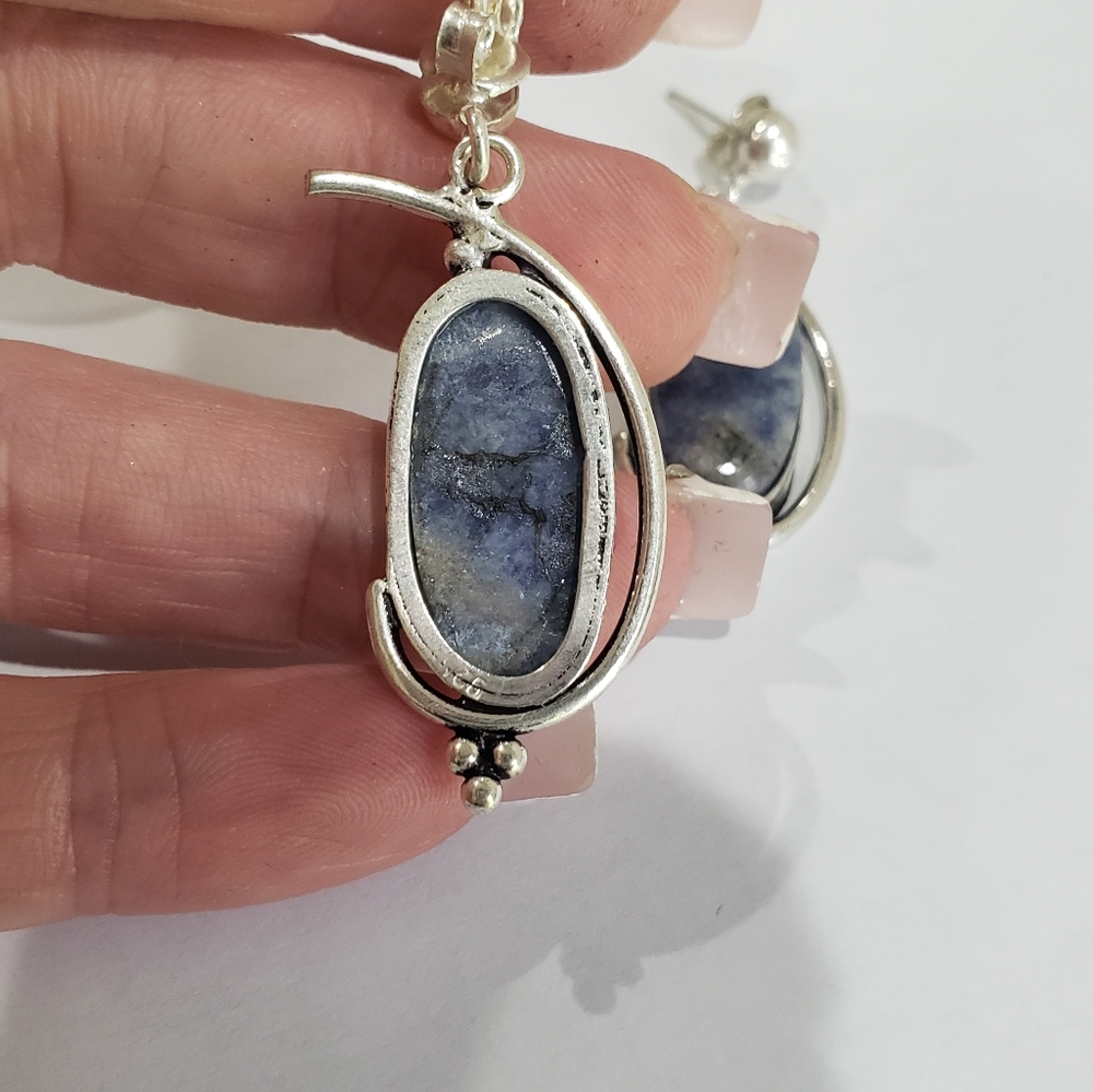 Handmade Sodalite 925 Silver Earrings - Picture 10 of 11